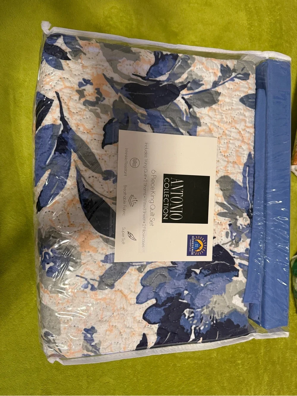 & Other Stories Blue and White Floral Quilted Coverlet